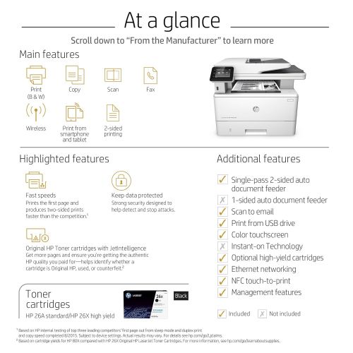 에이치피 HP LaserJet Pro M426fdw All-in-One Wireless Laser Printer with Double-Sided Printing, Amazon Dash Replenishment Ready (F6W15A)