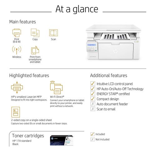 에이치피 HP LaserJet Pro M130nw All-in-One Wireless Laser Printer, Amazon Dash Replenishment ready (G3Q58A). Replaces HP M125nw Laser Printer