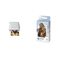 [아마존베스트]HP Sprocket Portable Photo Printer (2nd Edition)  Instantly print 2x3 sticky-backed photos from your phone  [Luna Pearl] [1AS85A] and Sprocket Photo Paper, 50 Sheets