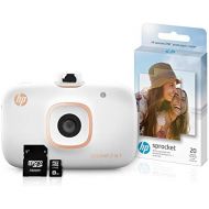HP Sprocket 2-in-1 Portable Photo Printer & Instant Camera Bundle with 8GB MicroSD Card and ZINK Photo Paper  White (5MS95A)