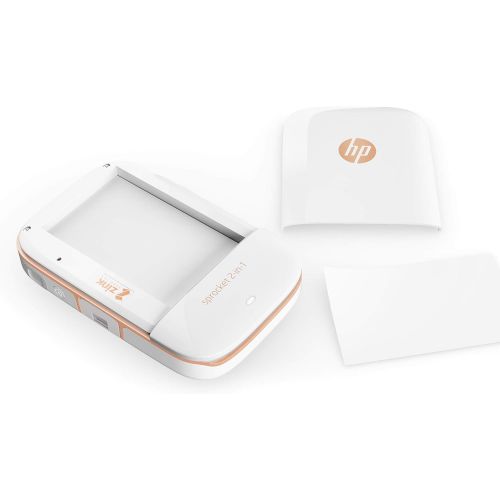 에이치피 HP Sprocket 2-in-1 Portable Photo Printer & Instant Camera Bundle with 8GB MicroSD Card and ZINK Photo Paper  White (5MS95A)