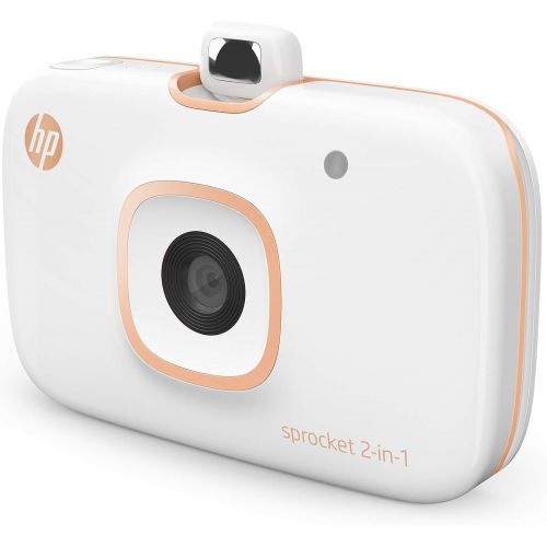 에이치피 HP Sprocket 2-in-1 Portable Photo Printer & Instant Camera Bundle with 8GB MicroSD Card and ZINK Photo Paper  White (5MS95A)