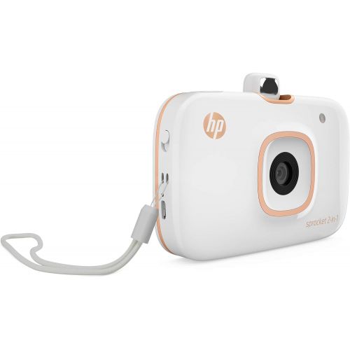 에이치피 HP Sprocket 2-in-1 Portable Photo Printer & Instant Camera Bundle with 8GB MicroSD Card and ZINK Photo Paper  White (5MS95A)