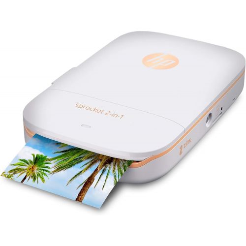 에이치피 HP Sprocket 2-in-1 Portable Photo Printer & Instant Camera Bundle with 8GB MicroSD Card and ZINK Photo Paper  White (5MS95A)