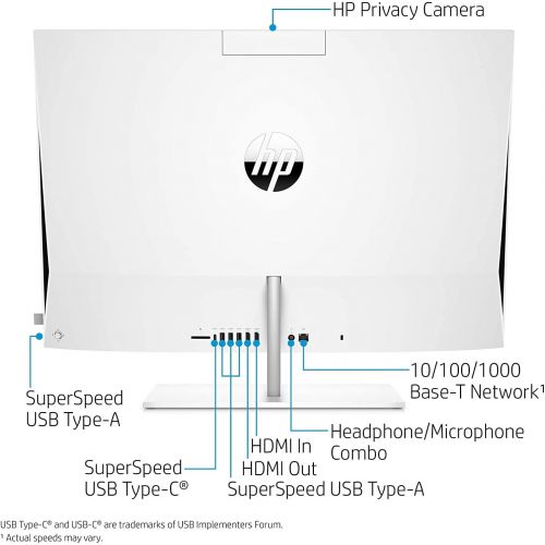 에이치피 HP Pavilion 27 Touch Desktop 4TB SSD 64GB RAM (Intel 10th gen Processor with Six cores and Turbo Boost to 4.30GHz, 64 GB RAM, 4 TB SSD, 27 inch FullHD Touchscreen, Win 10) PC Compu