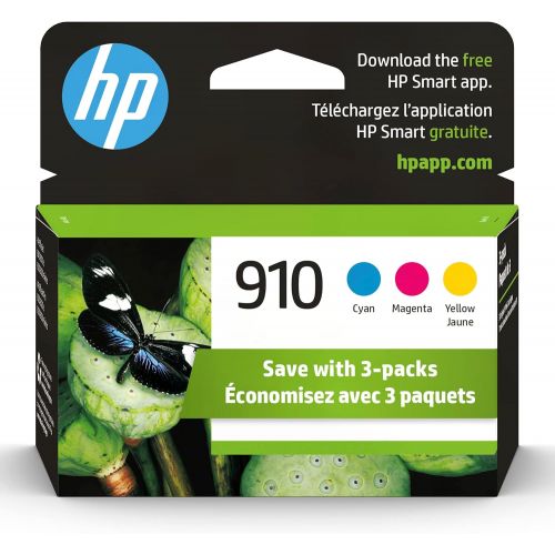 에이치피 HP 910 | 3 Ink Cartridges | Cyan, Magenta, Yellow | 3YL58AN, 3YL59AN, 3YL60AN