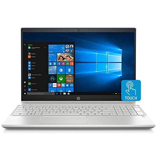 에이치피 2019 HP Pavilion Flagship 15.6 Full HD IPS Touchscreen Laptop, Intel Quad Core i7-8550U, 12GB DDR4 Memory, USB-C, Bluetooth, WiFi, Backlit Keyboard, Windows 10, Silver (256GB SSD+1