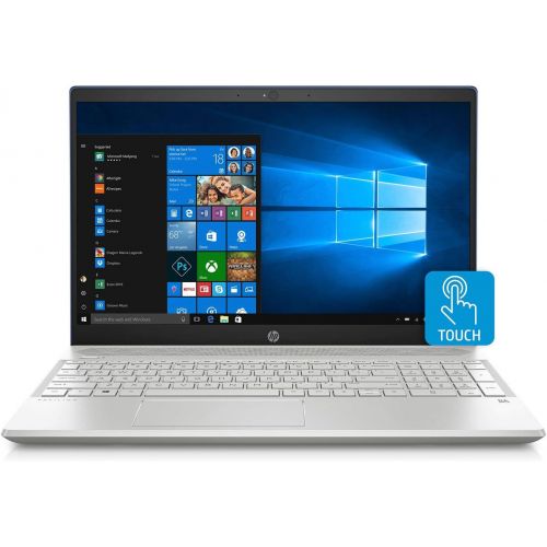 에이치피 2019 HP Pavilion Flagship 15.6 Full HD IPS Touchscreen Laptop, Intel Quad Core i7-8550U, 12GB DDR4 Memory, USB-C, Bluetooth, WiFi, Backlit Keyboard, Windows 10, Silver (256GB SSD+1