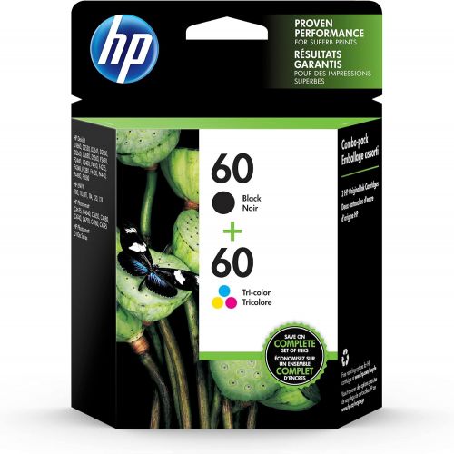 에이치피 HP 60 | 2 Ink Cartridges | Black, Tri-color | CC640WN, CC643WN, Model:N9H63FN#140