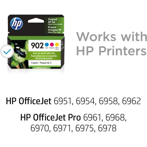 에이치피 HP 902 | 3 Ink Cartridges | Cyan, Magenta, Yellow | T6L86AN, T6L90AN, T6L94AN (T0A38AN#140)