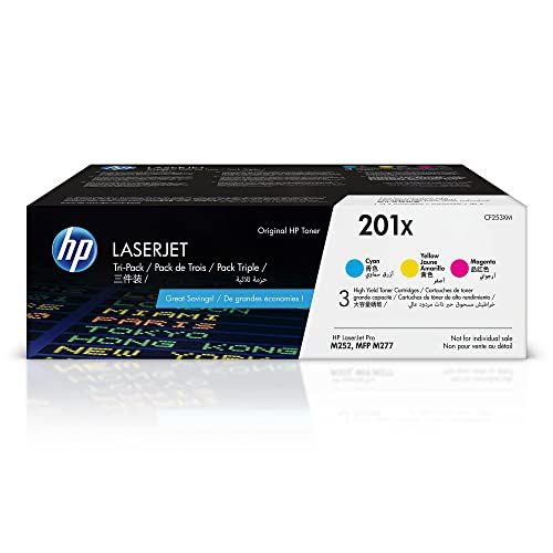 에이치피 HP 201X | CF401X, CF402X, CF403X | 3 Toner Cartridges | Cyan, Yellow, Magenta | High Yield