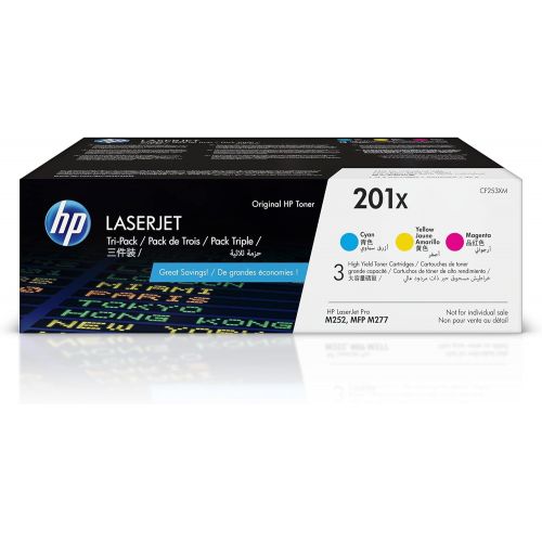 에이치피 HP 201X | CF401X, CF402X, CF403X | 3 Toner Cartridges | Cyan, Yellow, Magenta | High Yield