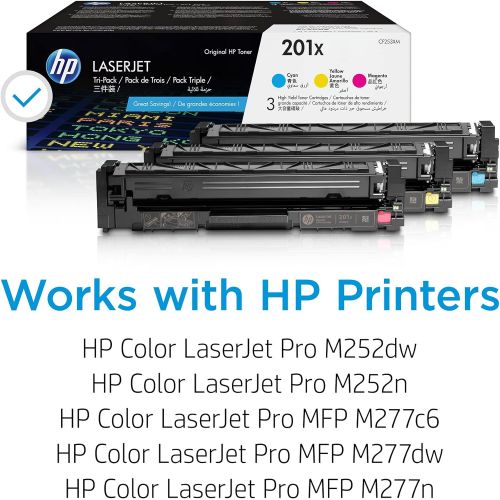 에이치피 HP 201X | CF401X, CF402X, CF403X | 3 Toner Cartridges | Cyan, Yellow, Magenta | High Yield