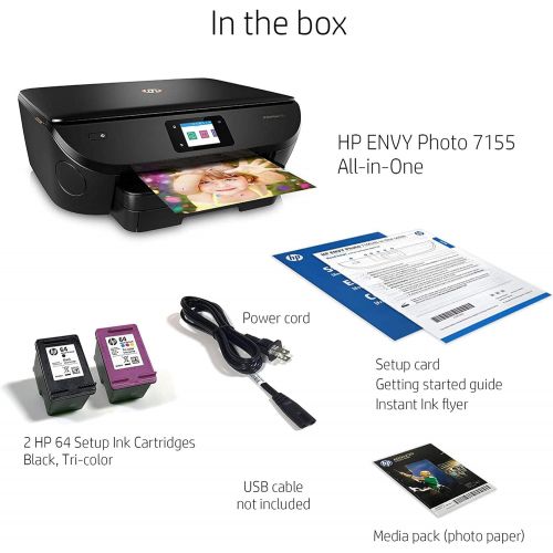 에이치피 HP Envy Photo 7155 All in One Photo Printer with Wireless Printing, HP Instant Ink or Amazon Dash Replenishment Ready (K7G93A)