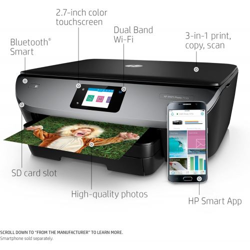 에이치피 HP Envy Photo 7155 All in One Photo Printer with Wireless Printing, HP Instant Ink or Amazon Dash Replenishment Ready (K7G93A)