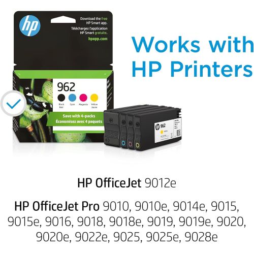 에이치피 HP 962 | 4 Ink Cartridges| Black, Cyan, Magenta, Yellow | 3HZ99AN, 3HZ96AN, 3HZ97AN, 3HZ98AN