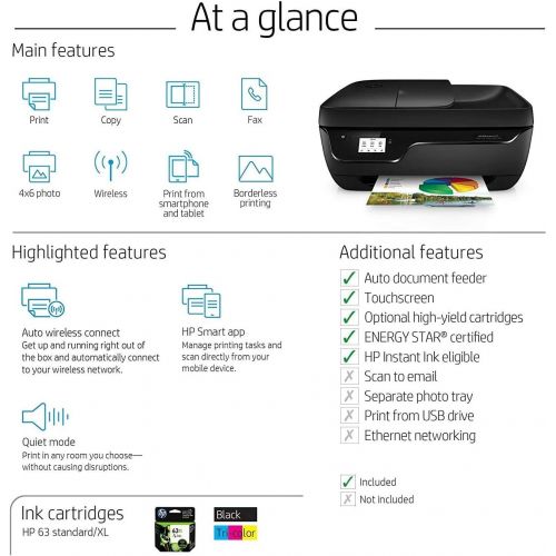 에이치피 HP OfficeJet 3830 All-in-One Wireless Printer, HP Instant Ink or Amazon Dash replenishment ready (K7V40A)