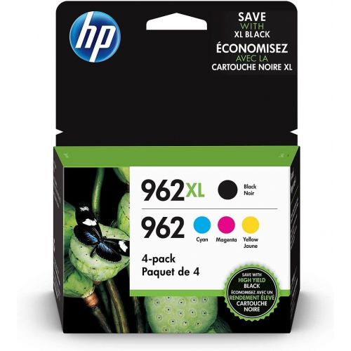 에이치피 HP 962XL High Yield Black and HP 962 Cyan, Magenta, Yellow Original Ink Cartridges Pack of 4 (3JB34AN)