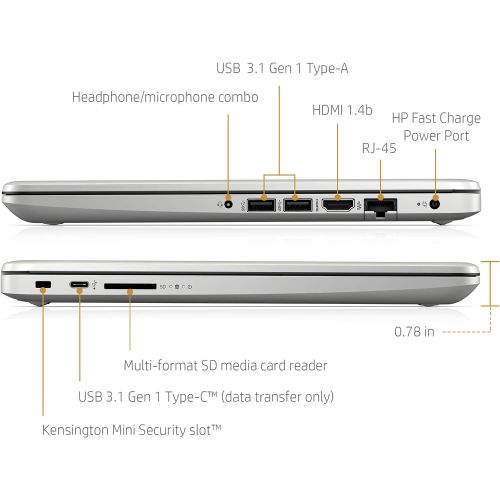 에이치피 HP 14 HD AMD Ryzen 3 3.5GHz 4GB 128GB SSD Radeon Vega 3 Webcam Windows 10 Laptop