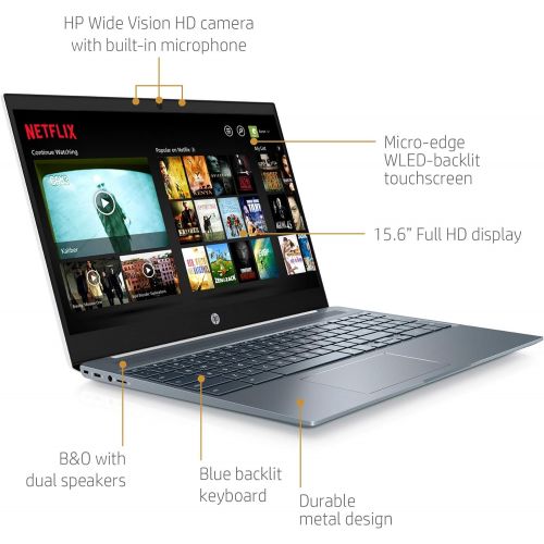 에이치피 New 2020 HP Chromebook 15.6 Full HD IPS WLED-Backlit Touchscreen Intel Core i3-8130U 4GB SDRAM 128GB eMMC Backlit Keyboard Intel UHD Graphics 620