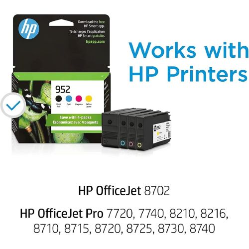 에이치피 HP 952 | 4 Ink Cartridges | Black, Cyan, Magenta, Yellow | F6U15AN, L0S49AN, L0S52AN, L0S55AN
