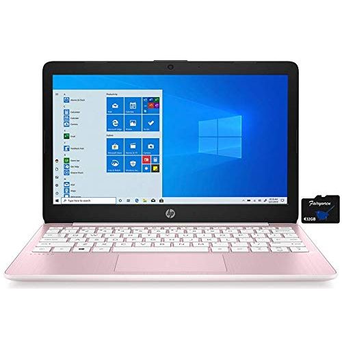 에이치피 2021 HP Stream 11.6-inch HD Laptop PC, Intel Celeron N4020, 4 GB RAM, 64 GB eMMC, WiFi 5, Webcam, HDMI, Windows 10 S with Office 365 Personal for 1 Year + Fairywren Card (Rose Pink