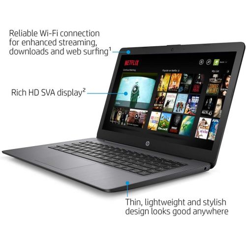 에이치피 2021 HP Stream 14 HD SVA Laptop Computer, Intel Celeron N4000 Processor, 4GB RAM, 64GB eMMC Flash Memory, Intel UHD Graphics 600, 1-Year Office, Bluetooth, Win 10S, Black, 32GB Sno