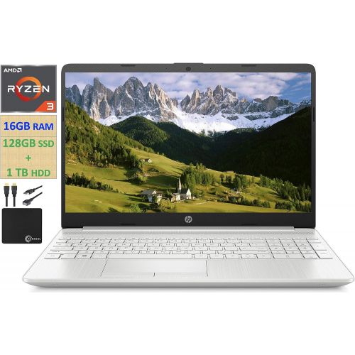 에이치피 2021 HP Flagship 15.6” HD Laptop Computer, AMD Ryzen 3 3250U up to 3.5GHz (Beat Intel i5-7200U), 16GB RAM, 128GB SSD+1TB HDD, HD Webcam,Remote Work,WiFi, Bluetooth 4.2, HDMI, Win10