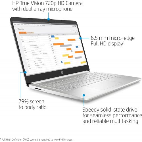 에이치피 2021 HP 14 inch FHD Laptop Computer, Intel 11th Gen Core i3-1115G4 (Beats i5-8265U), 8GB RAM, 512GB SSD, USB-C, HDMI, HD Webcam, WiFi, Fingerprint Reader, Windows 10 S, Silver, Fai