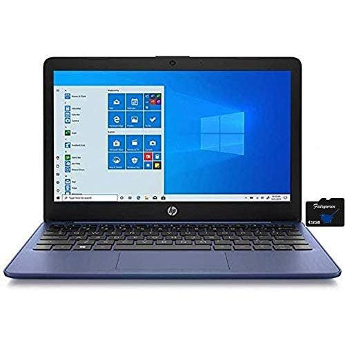 에이치피 2021 HP Stream 11.6-inch HD Laptop PC, Intel Celeron N4020, 4 GB RAM, 64 GB eMMC, WiFi 5, Webcam, HDMI, Windows 10 S with Office 365 Personal for 1 Year + Fairywren Card (Blue)