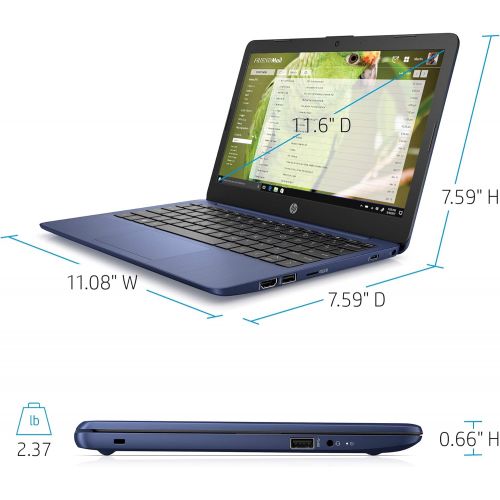 에이치피 2021 HP Stream 11.6-inch HD Laptop PC, Intel Celeron N4020, 4 GB RAM, 64 GB eMMC, WiFi 5, Webcam, HDMI, Windows 10 S with Office 365 Personal for 1 Year + Fairywren Card (Blue)