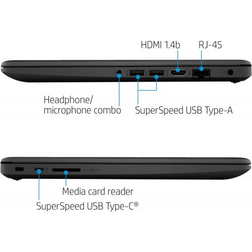 에이치피 HP 14“ HD Computer Laptop, AMD Athlon Silver 3050U (Beats i3-7100U), 4GB DDR4 RAM, 128GB PCLe SSD, Wireless-AC WiFi Bluetooth, Type-C HDMI, Jet Black Windows 10 Home S with GOLDOXI