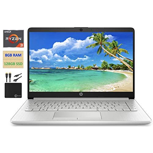 에이치피 2021 Newest HP 14’’ HD Laptop Computer, AMD Ryzen 3 3250U up to 3.5GHz (Beat Intel i5-7200U), 8GB RAM, 128GB SSD, HD Webcam, Remote Work, WiFi, Bluetooth 4.2, HDMI, USB-A&C, Win10