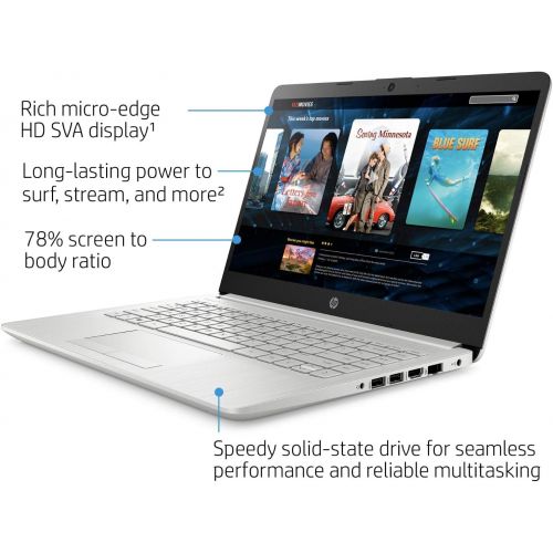 에이치피 2021 Newest HP 14’’ HD Laptop Computer, AMD Ryzen 3 3250U up to 3.5GHz (Beat Intel i5-7200U), 8GB RAM, 128GB SSD, HD Webcam, Remote Work, WiFi, Bluetooth 4.2, HDMI, USB-A&C, Win10