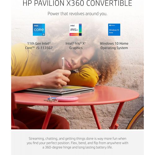 에이치피 HP Pavilion x360 14” Touchscreen Laptop, 11th Gen Intel Core i5-1135G7, 8 GB RAM, 256 GB SSD Storage, Full HD IPS Display, Windows 10 Home OS, Long Battery Life, Work & Streaming (