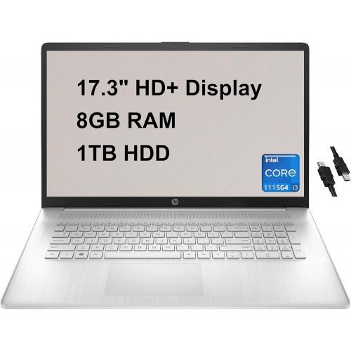 에이치피 HP Flagship 17 Business Laptop Computer 17.3 HD+ Display 11th Gen Intel Core i3-1115G4 (Beats i5-8265U) 8GB RAM 1TB HDD USB-C HD Webcam Win10 Silver + HDMI Cable