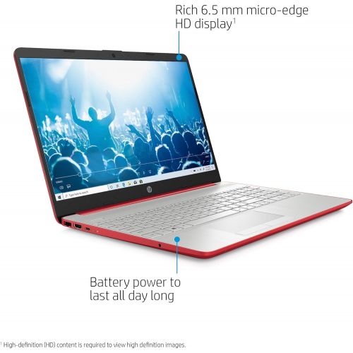 에이치피 2021 HP Pavilion 15.6 HD Laptop Computer, Intel Pentium Processor, Quad Core, 4GB RAM, 128GB SSD, HD Webcam, USB-C, HDMI, Bluetooth RJ-45, Windows 10 S, Red, GOLDOXIS 32gb Card