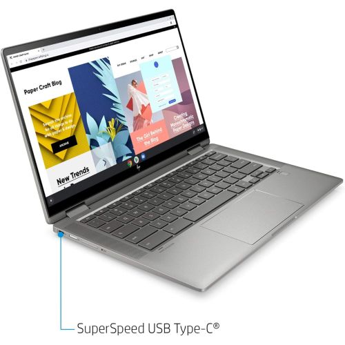 에이치피 2021 HP X360 2 in 1 Laptop 14 Touch-Screen HD Chromebook, Intel Celeron N4000, 4GB Memory, 32GB eMMC Storage, USB Type C, WiFi, Webcam, Chrome OS, Ceramic White + 32GB TiTac Card