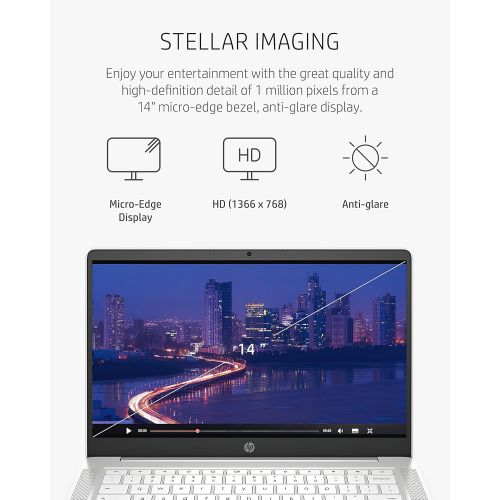 에이치피 HP Chromebook 14 Laptop, Intel Celeron N4000 Processor, 4 GB RAM, 32 GB eMMC, 14” HD Display, Chrome, Lightweight Computer with Webcam and Dual Mics, Home, School, Music, Movies (1