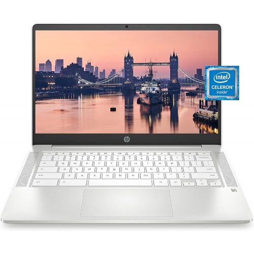 에이치피 HP Chromebook 14 Laptop, Intel Celeron N4000 Processor, 4 GB RAM, 32 GB eMMC, 14” HD Display, Chrome, Lightweight Computer with Webcam and Dual Mics, Home, School, Music, Movies (1