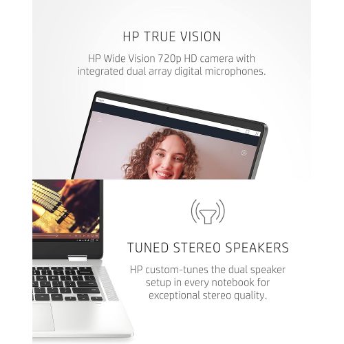 에이치피 HP Chromebook x360 14a 2-in-1 Laptop, Intel Pentium Silver N5000 Processor, 4 GB RAM, 64 GB eMMC, 14 HD Display, Chrome OS with Webcam & Dual Mics, Work, Play, Long Battery Life (1