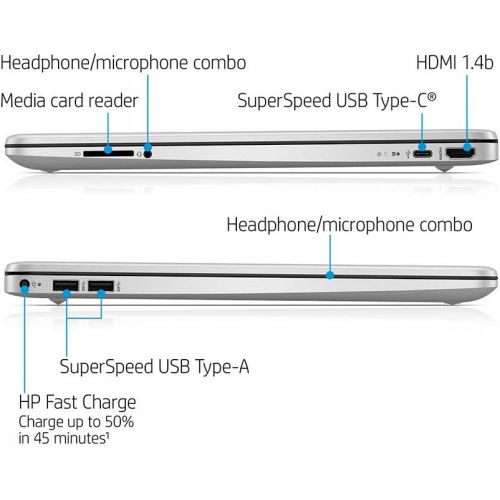 에이치피 2021 HP 15.6 HD Micro-Edge Laptop Computer, 10th Gen Intel Core i3-1005G1, 32GB RAM, 2TB PCIe SSD, Intel UHD Graphics, Speakers, HD Webcam, USB-C, Bluetooth, Win 10S, Silver, 32GB