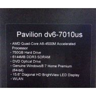 HP Pavilion dv6-7010us 15.6 LED Entertainment Notebook AMD A8-4500M 1.9 GHz 6GB DDR3 750GB HDD SuperMulti DVD Burner AMD Radeon HD 7640G Windows 7 Home Premium 64-Bit