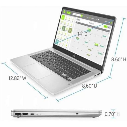 에이치피 HP 14a (9LL52UA) Chromebook, 14 FHD Display, Intel Celeron N4000 Upto 2.6GHz, 4GB RAM, 32GB eMMC, DisplayPort via USB-C, Card Reader, Wi-Fi, Bluetooth, Chrome OS