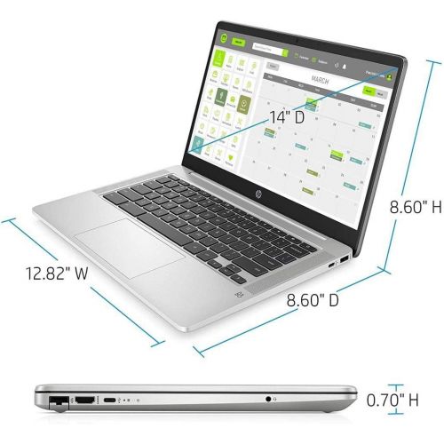 에이치피 HP 14A (9LL49UA) Chromebook, 14 HD Display, Intel Celeron N4000 Upto 2.6GHz, 4GB RAM, 32GB eMMC, DisplayPort via USB-C, Card Reader, Wi-Fi, Bluetooth, Chrome OS