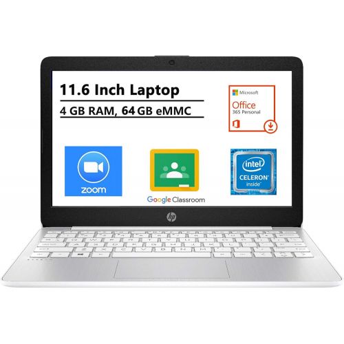 에이치피 HP Stream 11.6 Inch Laptop, Intel Celeron N4000, 4GB Memory 64GB eMMC, Webcam,HDMI, 1 Year Office 365 Personal Included, Windows 10 S, Bundled with TSBEAU USB light & USB 3.0 Hub &