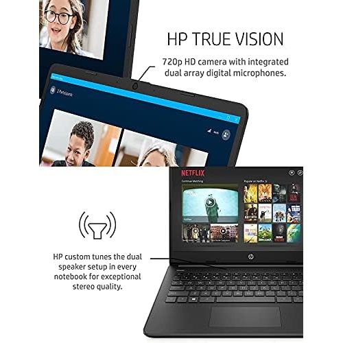 에이치피 2021 HP 14 inch Touchscreen Laptop, AMD 3020e Processor, 4 GB RAM, 64 GB eMMC Storage, WiFi 5, Webcam, HDMI, Windows 10 S with Office 365 for 1 Year + Fairywren Card (Black)