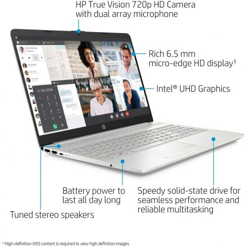 에이치피 2021 Premium HP Laptop Computer, 15.6 HD Display,Intel i3-10110U Up to 4.1GHz (Beats i5-7200U), 8GB DDR4 RAM, 128GB SSD, HD Webcam, HDMI, Bluetooth, WiFi, Win10 S, 10+ Hours Batter