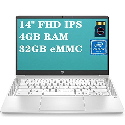 에이치피 HP Chromebook?14 Laptop Computer I Intel Celeron N4000 I 14?Full HD IPS Display I 4GB RAM 32GB eMMC I Intel UHD Graphics 600 B&O Webcam Backlit Chrome OS + 16GB Micro SD Card