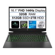 2021 Newest HP Pavillion 16.1 FHD 144Hz Gaming Laptop, Intel Quad-Core i5-10300H(up to 4.5 GHz), 32GB RAM, 512GB SSD+32GB Optane+2TB HDD, GTX 1660Ti with Max-Q 6GB, Backlit Keyboar